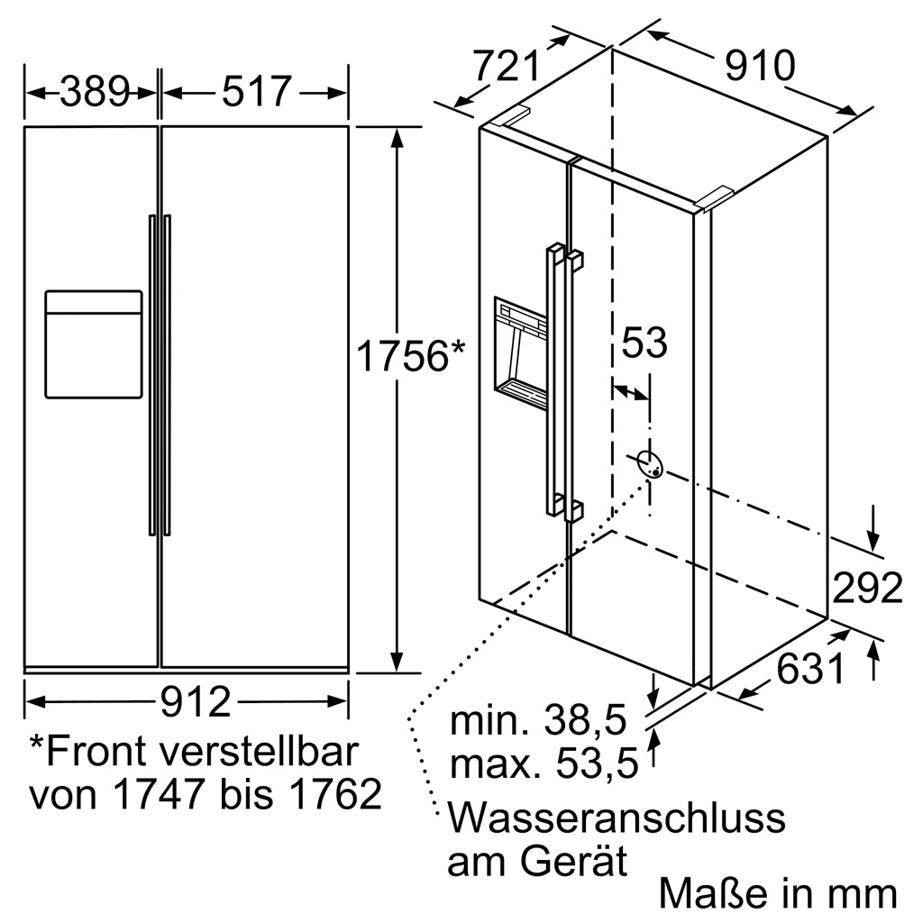 Kích thước Tủ lạnh thông minh Bosch KAD92HB31