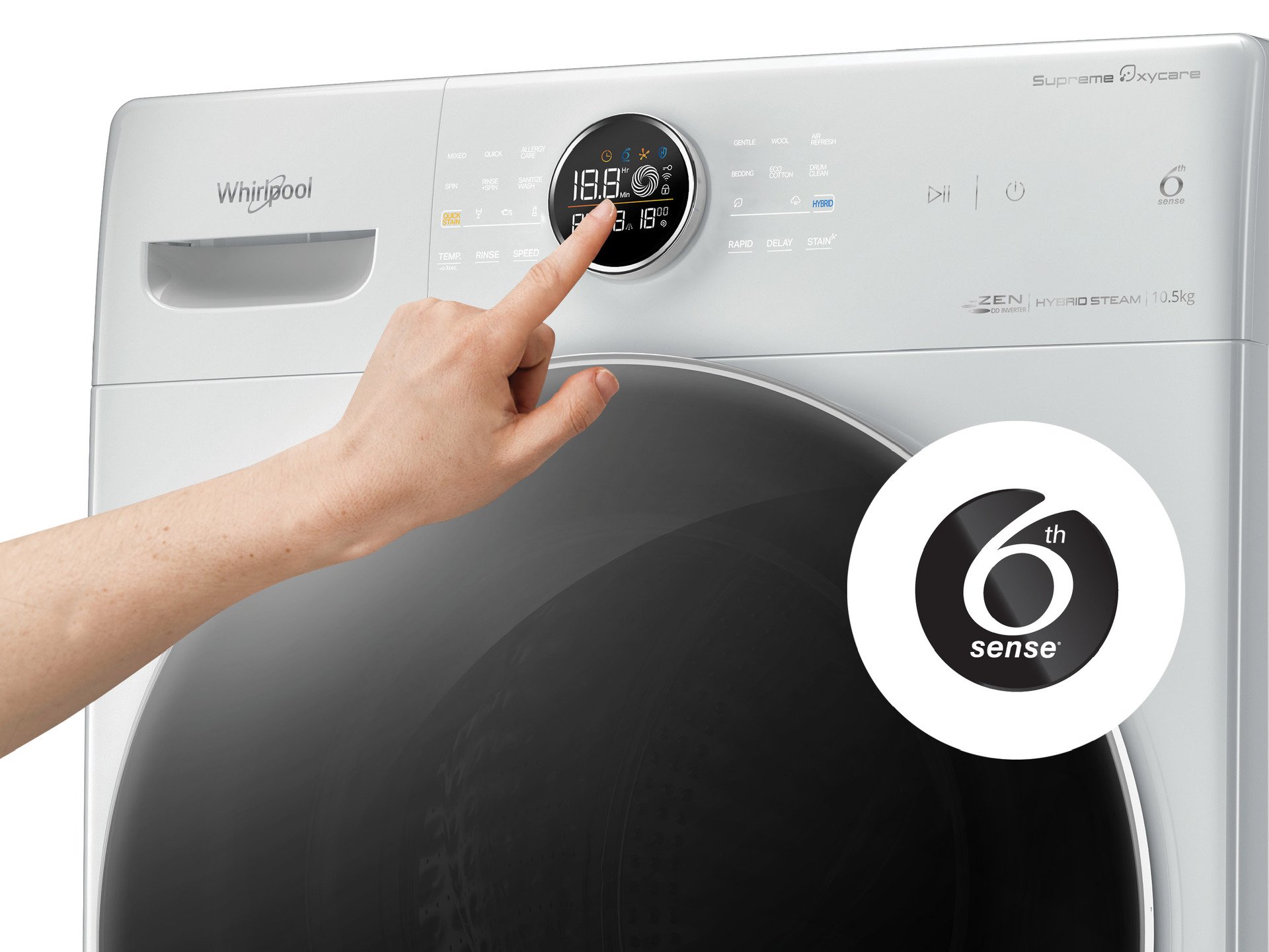 Máy giặt whirlpool chế độ tự động 6th sense