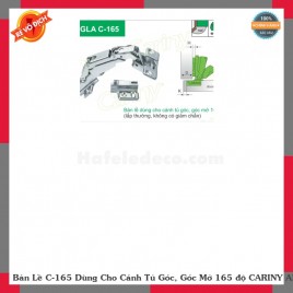 Bản Lề C-165 Dùng Cho Cánh Tủ Góc, Góc Mở 165 độ CARINY ANGLA C-165