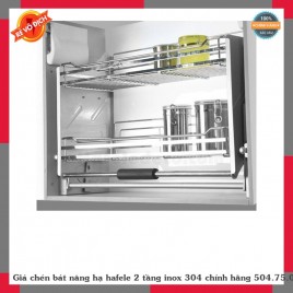 Giá chén bát nâng hạ hafele 2 tầng inox 304 chính hãng 504.75.02x