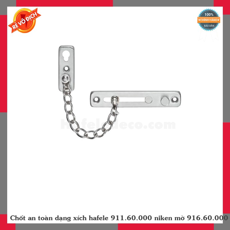 Chốt an toàn dạng xích hafele 911.60.000 niken mờ 916.60.000
