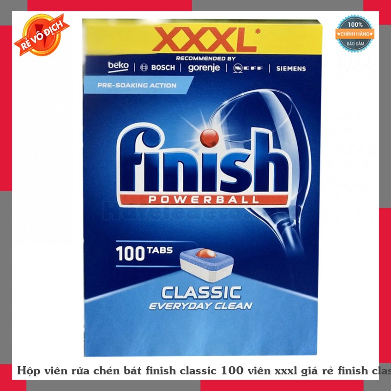 Hộp viên rửa chén bát finish classic 100 viên xxxl giá rẻ finish classic 100v