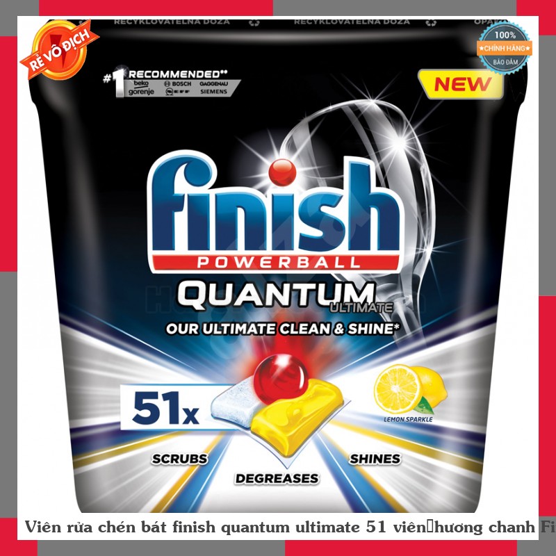 Viên rửa chén bát finish quantum ultimate 51 viên hương chanh Finish Quantum Ultimate 51v